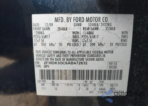 2010 Ford Edge Se from USA, damaged, VIN 2FMDK3GC6ABA72832